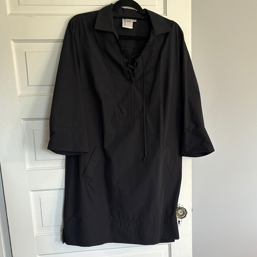 Finely Black Lace-Up Dress